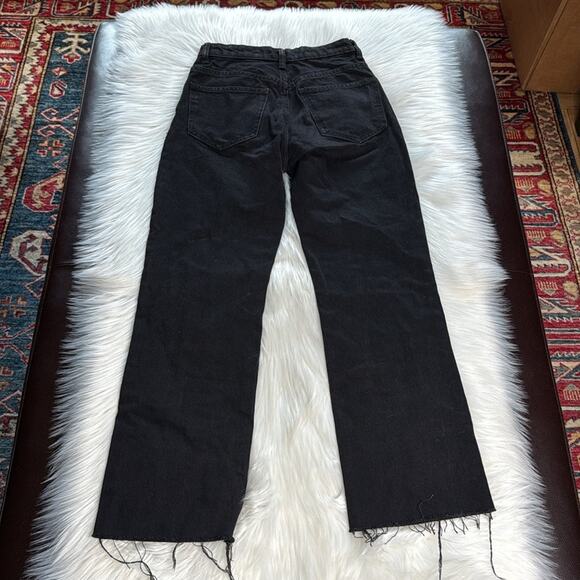 Zara Black High Rise Button Fly Cropped Jeans - Picture 5 of 6